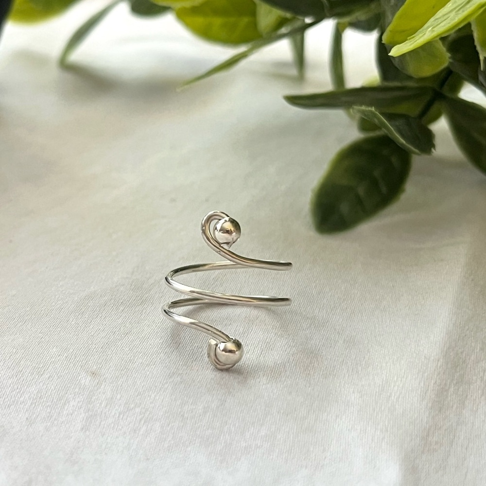 Sterling silver wire wrap ring with sterling silver beads
